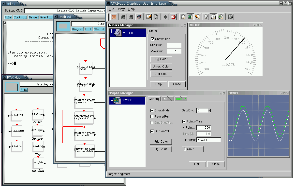 Snapshot of Scicos with RTAI-Lab